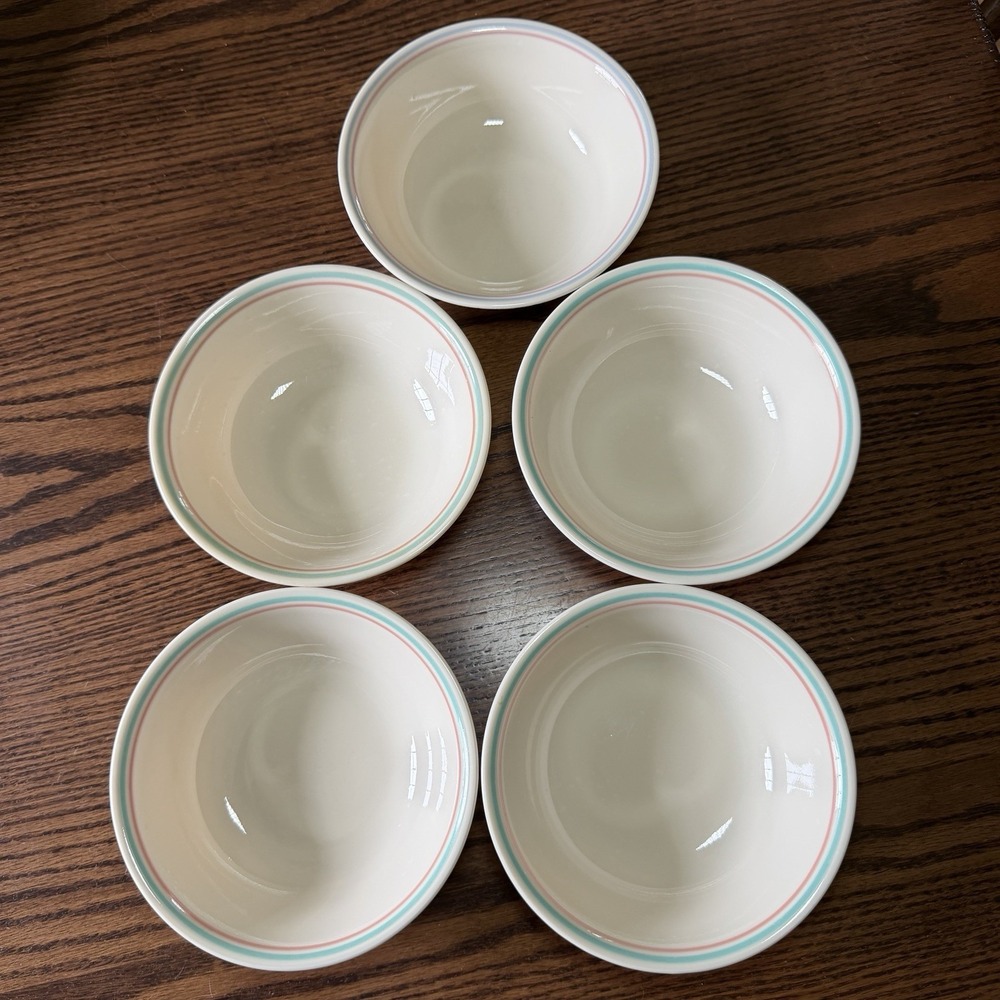 VTG Corelle FOREVER YOURS 6" Coupe CEREAL BOWLS Set of 5 - Picture 2 of 6